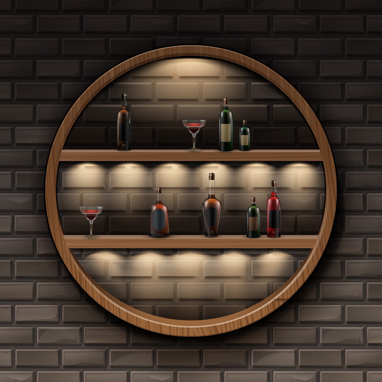 wooden shelves